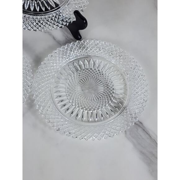 Fostoria Stratton Avon Salad Plates 8" Heavy America Lead Crystal Diamond Shaped - Picture 5 of 12